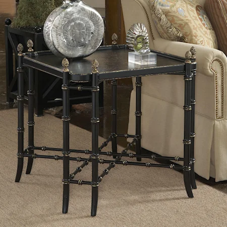 New London Chinoiserie Lamp Table with Black and Gold Chinoiserie Painted Top